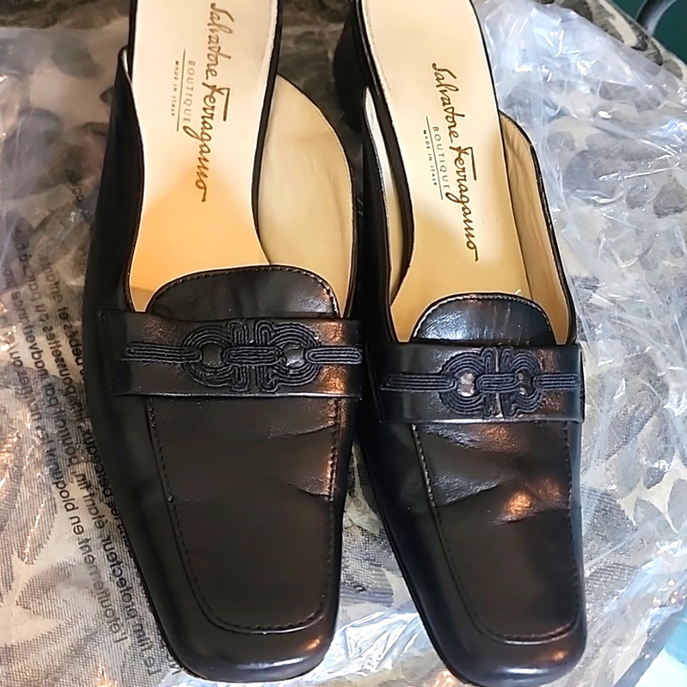 Salvatore Ferragamo EUC Botique Mules with Square Toe